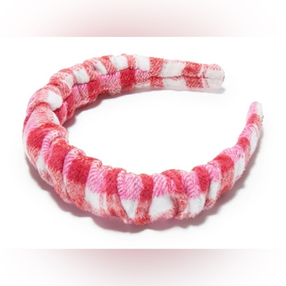 NWOT Lele Sadoughi Kelly Plaid Flannel Headband in Scarlet Red & Pink Gingham